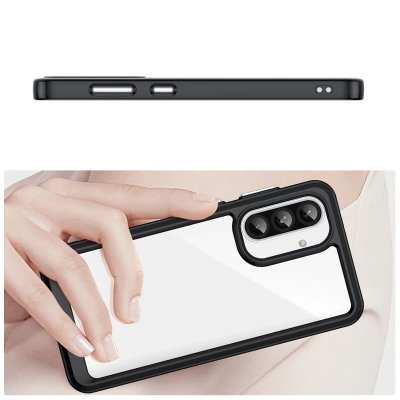 Këllëf telefoni për Samsung Galaxy A56, plastik, me kornizë mbrojtëse, i zi