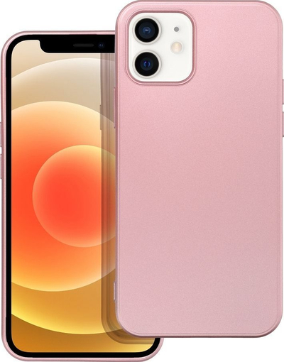Mbulesë telefoni Rowy për iPhone 12 / 12 Pro, pamje metalike, rozë