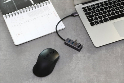 USB hub YENKEE YHB 4300, 4 porta, trup metalik, gri