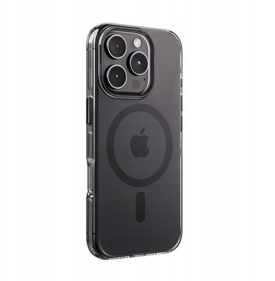 Mbulesë telefoni Crong MagSafe Edel Stark për iPhone 16 Pro Max, transparente me kornizë të zezë