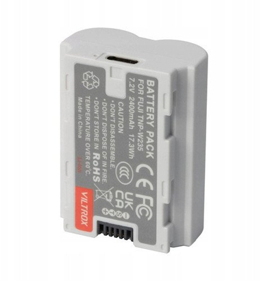Bateri për kamera Viltrox Weeylite NP-W235, 2400mAh, me portë USB-C, e bardhë