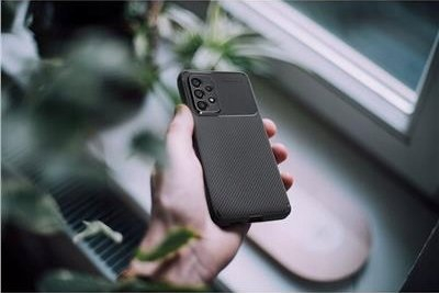 Kapak karbon Premium për Samsung Galaxy A54 5G, TPU, antirrëshqitës, i zi