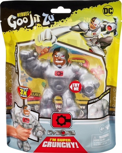 Figurë aksion Heroes of Goo Jit Zu DC Cyborg, 4.5", shtrydhëse elastike, argjend