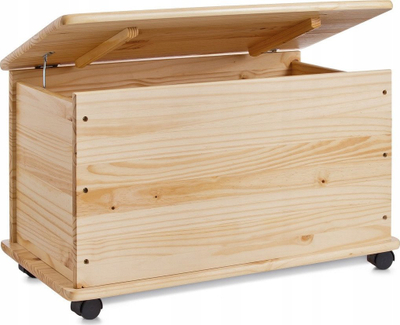 Kuti lodrash Zeller Toy Chest On Castors, dru pishe, me rrota, ngjyrë natyrale