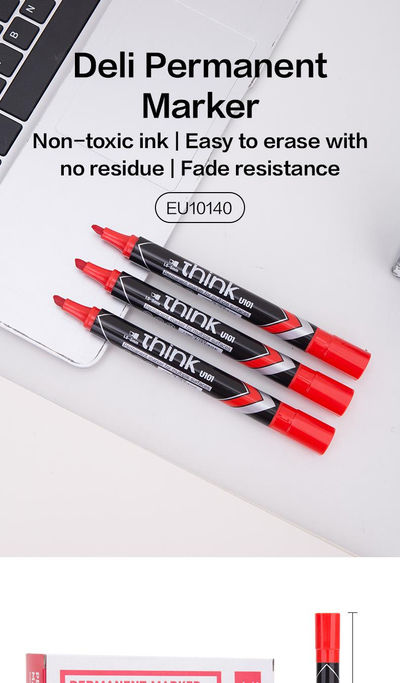 Marker DELI  permanent i kuq 1.5-5mm u10140 1/12