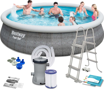 Pishinë Bestway Fast Set 57372, 457 x 107 cm, set 11 në 1, blu