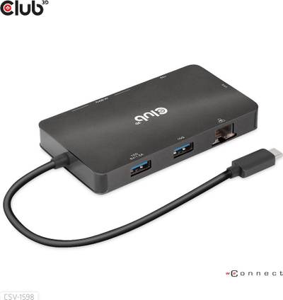 HUB USB Club 3D CSV-1598, 7 në 1, USB C 100W, i zi