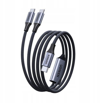 Kabllo karikimi UGREEN 2 në 1 USB C në USB C, 140W, 2m, e bardhë