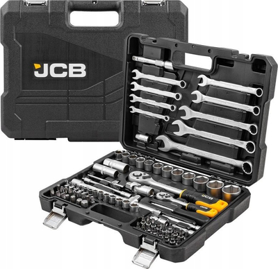 Set veglash JCB 82EL, 82 copë, çelik krom vanadium, në kuti plastike