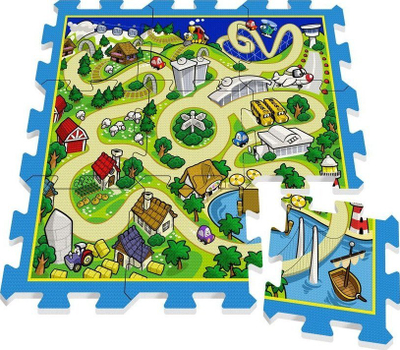 Puzzle për dysheme Track, 9 copa, jeshile edhe blu