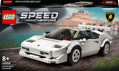 Set ndërtimi LEGO Speed Champions 76908 Lamborghini Countach, makinë sporti e bardhë
