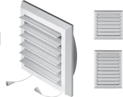 Grilë ventilimi AWENTA Plus, me jaluzina me snur, 100 125, e bardhë