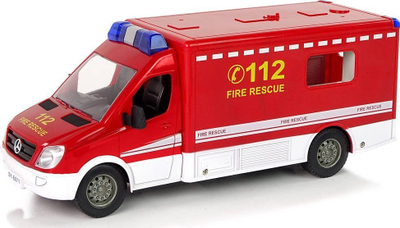 Lodër makinë zjarrfikse Leantoys Mercedes Sprinter, me pult, me drita, e kuqe