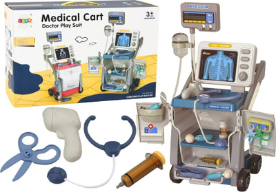 Сет доктори Leantoys Little Doctor Set, со количка, со светла, сина