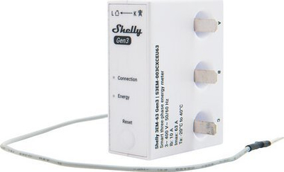 Мерач на енергија Shelly 3EM 63T Gen3, WiFi, трофазен 63A, бел