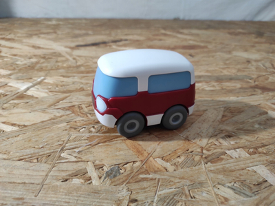 Lodër makinë HABA Kullerbu Red Mini Bus, motor shtyje edhe lësho, për kalamaj, e kuqe