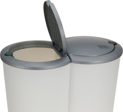 Kosh riciklimi dopio 2 x 25L, i rrumbullakët, i bardhë gri