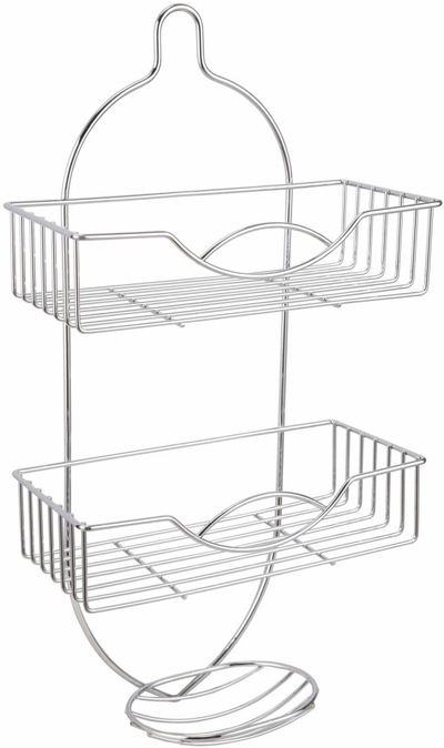 Shportë dushi Sourcing Bathroom Shower Caddy HIC-0443, 2 nivele, metal kromi, argjendtë