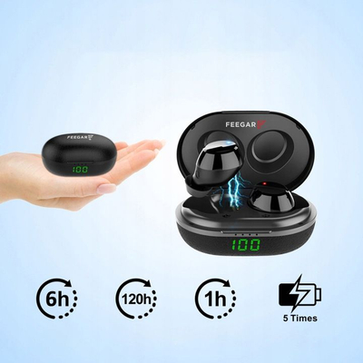 Kufje wireless Feegar AIR100 Pro, Bluetooth 5.0, me kuti karikimi, të zeza
