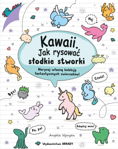 Libër vizatimi Angela Nguyen Kawaii si me vizatu krijesa të ëmbla, udhëzues praktik për fillestarë, me shumë ngjyra