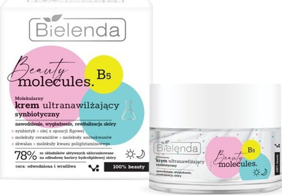 Krem fytyre Bielenda Beauty Molecules, hidratues ditor dhe i natës, për lëkurë të dehidratuar dhe të ndjeshme, 50ml