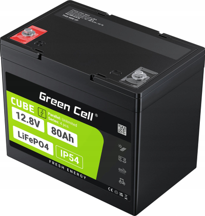 Bateri LiFePO4 Green Cell 80Ah, 12.8V, me BMS
