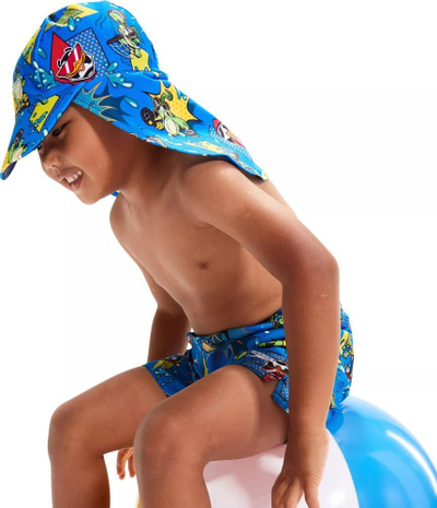 Kapelë plazhi për kalamaj Speedo Corey Croc, mbrojtje dielli UPF 40+, material që thahet shpejt, blu me shumë ngjyra