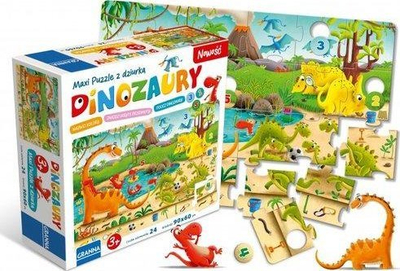 Puzzle Granna Dinosaurs Maxi, lojë edukative, për fëmijë 3+, shumëngjyrëshe
