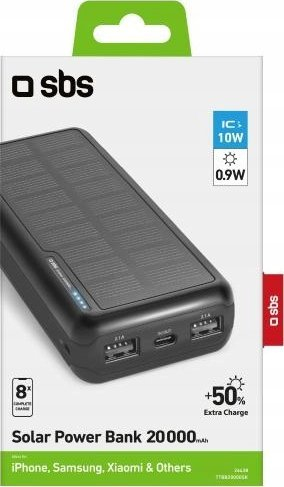 Powerbank solar SBS 20000mAh, 2 porta USB, i zi