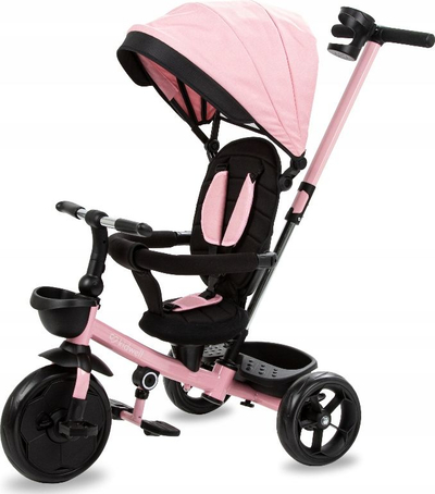 Tricikletë për kalamaj Kidwell AXEL Pink Charmy, me dorezë për prindin, tendë mbrojtëse, rozë