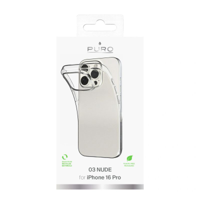Kapak telefoni Puro 0.3 Nude, për iPhone 16 Pro, TPU, transparent