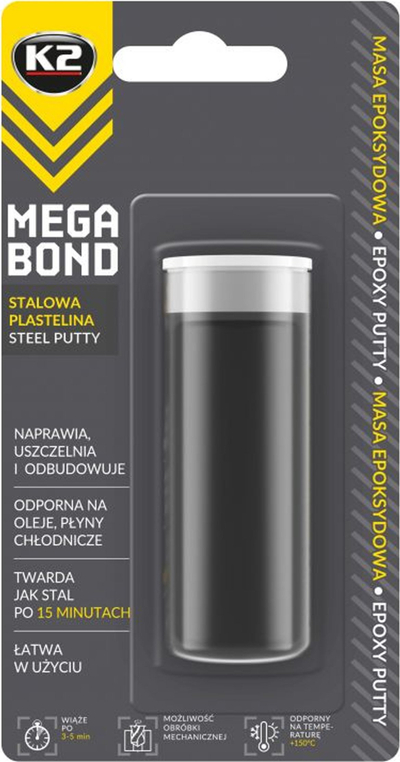 Kit epoksi K2 Bond Epoxy Putty, 40g, ngurtësim i shpejtë, gri