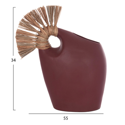 Vazo dekorative HomeMarkt Alica2, terrakotë, 44x18x50cm, burgundy