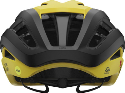 Helmetë biçiklete Giro Aries Spherical, për rrugë, MIPS, e verdhë me të zezë