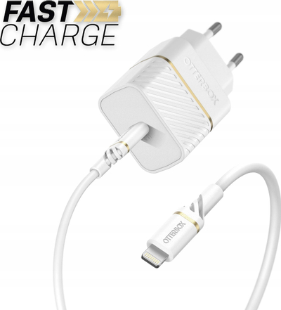 Karikues muri OtterBox EU 20W USB-C PD me kabllo USB-C në Lightning 1 m, i bardhë