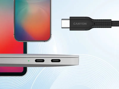 Kabllo USB Canyon OnWire 60CL, USB C në USB C, 1m, 60W, e zezë