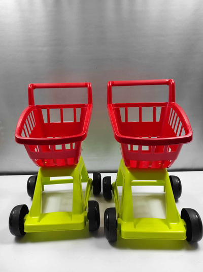 Karrocë lodër supermarket Ecoiffier Empty, plastike, me 4 rrota, e kuqe jeshile