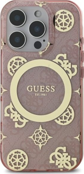 Futrollë telefoni Guess IML Peony 4G, MagSafe, për iPhone 16 Pro Max 6.9", rozë