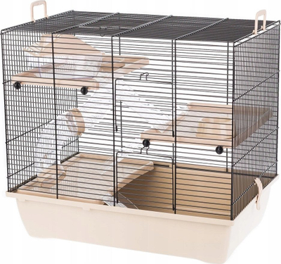 Kafaz për hamster Interzoo Pinky 3 Zinc, me rrethojë, bezhë