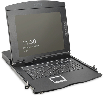 Konsolë KVM Digitus 19", ekran TFT, tastierë GE, e zezë