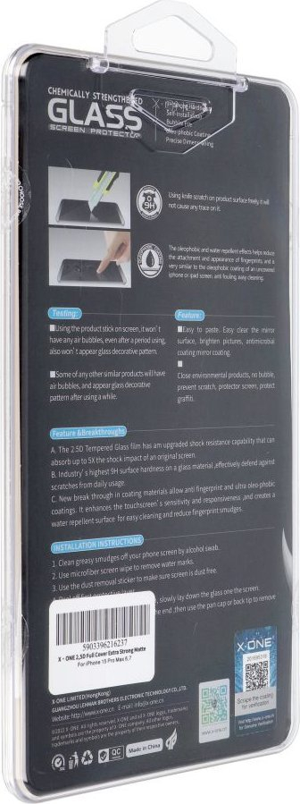 Mbrojtëse ekrani X-one Full Cover Extra Strong Matte për iPhone 15 Pro Max, xham i temperu, mat, transparent