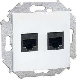 Gniazdo komputerowe Simon 15 podwojne 2 x RJ45 biale (1591552-030)