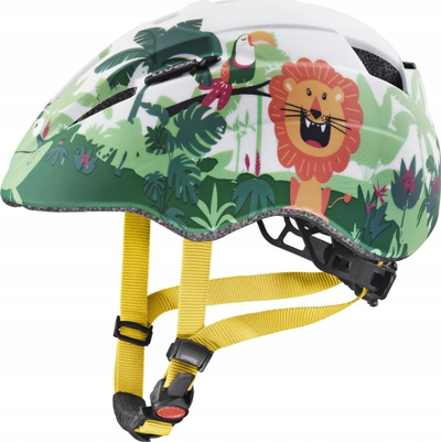 Helmetë biçiklete për kalamaj Uvex Kid 2 CC Safari, 46-52 cm, jeshile shumëngjyrëshe