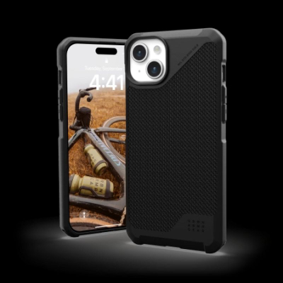 Mbrojtëse telefoni Urban Armor Gear Metropolis LT, MagSafe, për iPhone 15 Plus, Kevlar, e zezë