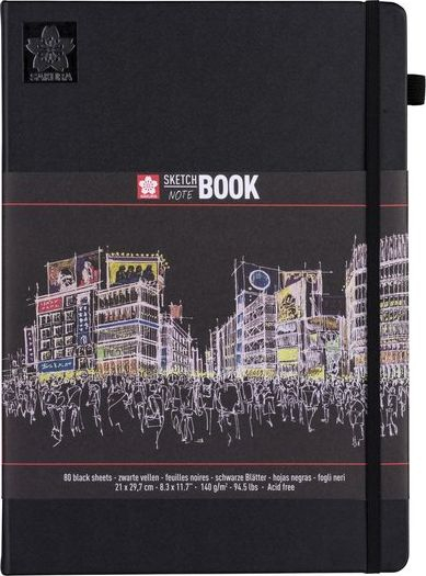 Bllok skicash Sakura Sketch Note Book, 21x30 cm, 140 g, 80 fletë, i zi