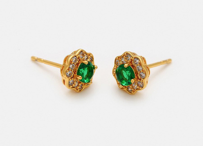 Vathë Xuping, 6 x 6 mm, artë/gjelbër 579