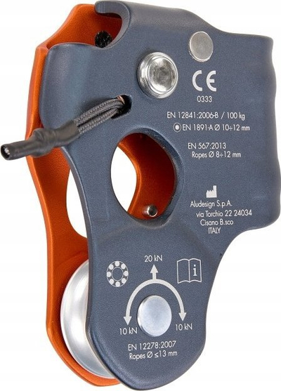 Капса за јаже Climbing Technology CRIC 434584, со вградено тркало, за јаже 8-13mm, портокалова