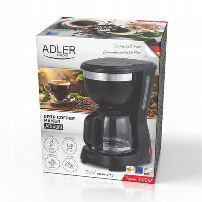 Aparat kafeje Adler AD 4381b, 0.6L, 600W, i zi