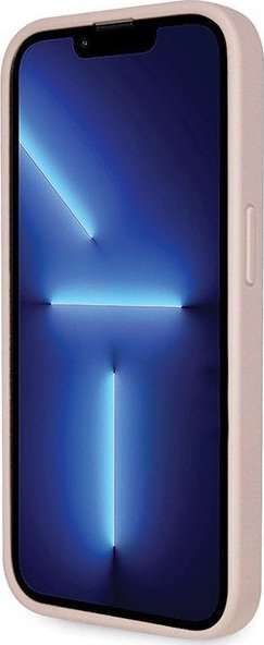 Mbrojtëse telefoni Guess Crossbody 4G Metal Logo për iPhone 14 Pro, TPU dhe lëkurë ekologjike, rozë