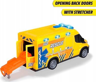 Autoambulancë lodër Simba SOS Iveco, 18cm, me drita dhe zëra, e bardhë